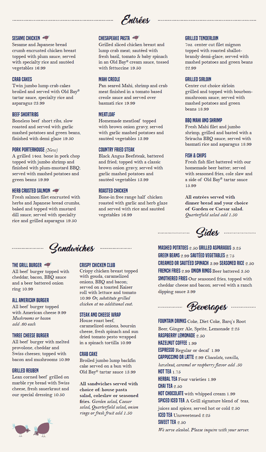 Dinner The Grill at Quarterfield Station