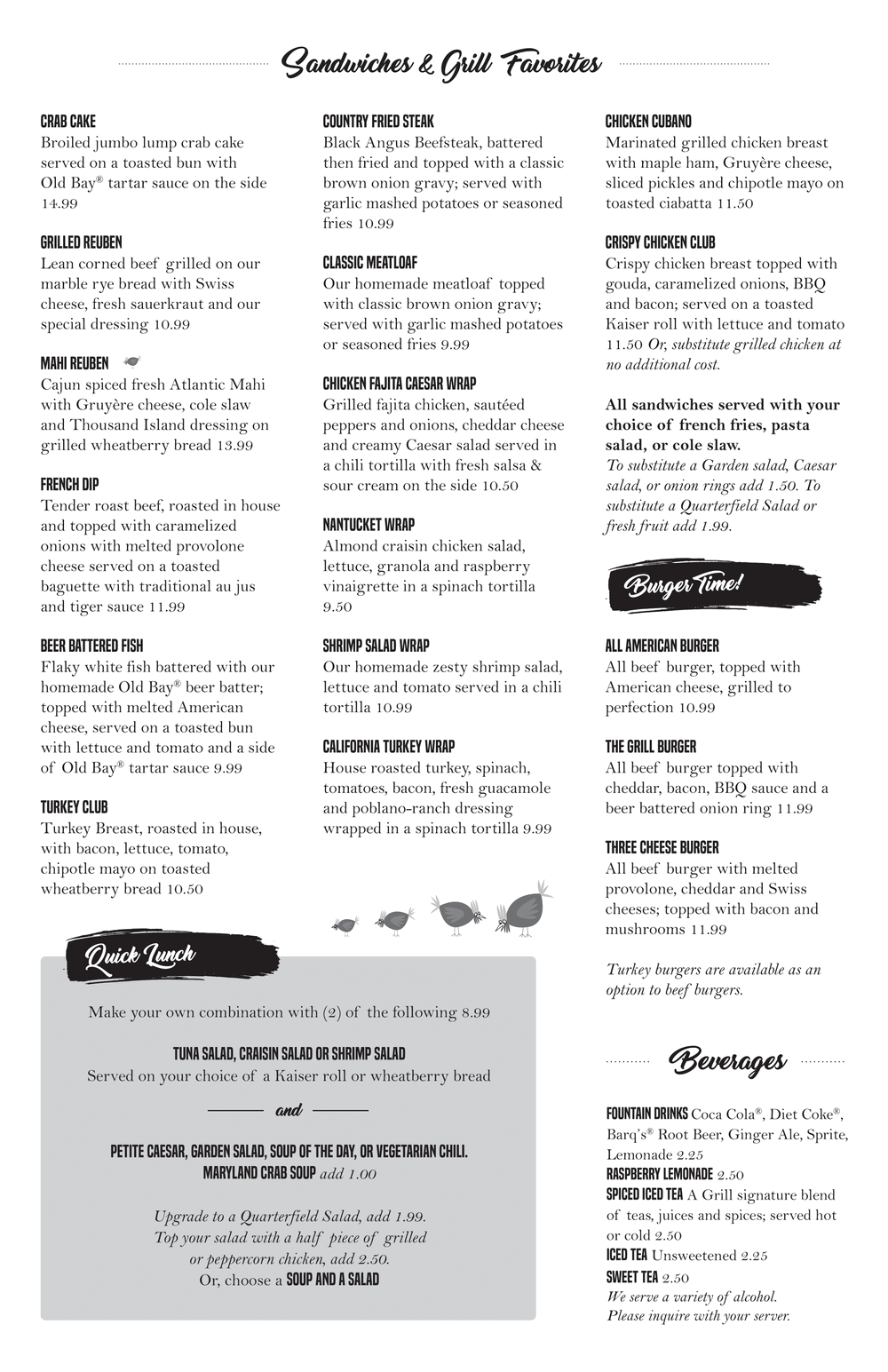 Lunch The Grill at Quarterfield Station