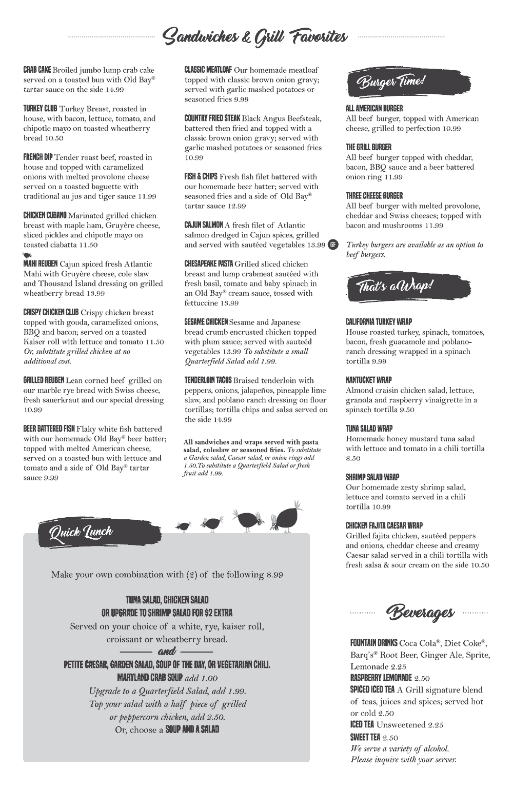 Lunch The Grill at Quarterfield Station