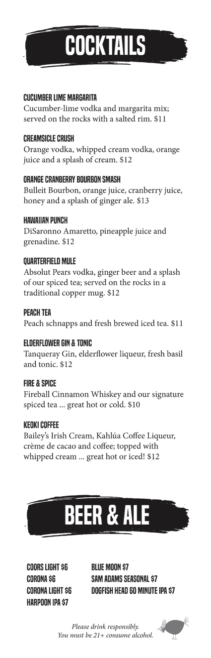 Drink menu