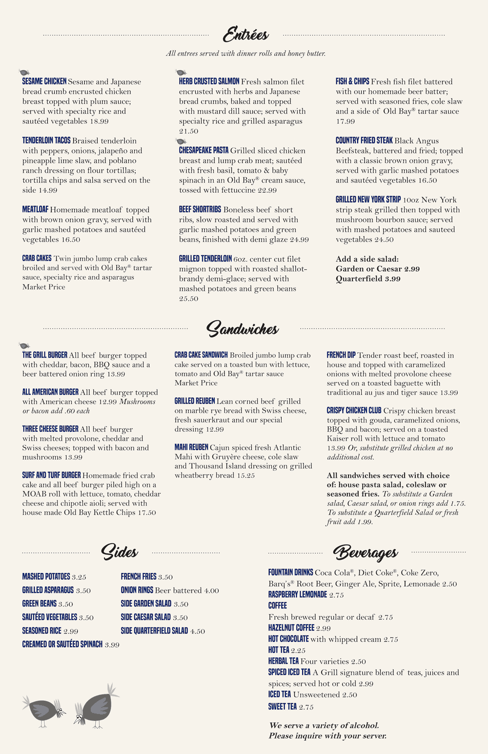 Dinner menu page 2