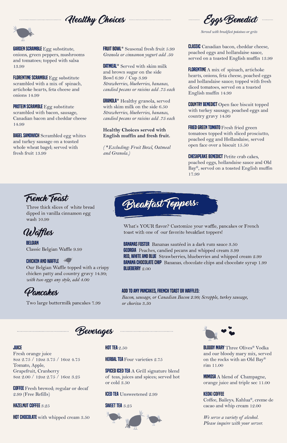 Breakfast menu