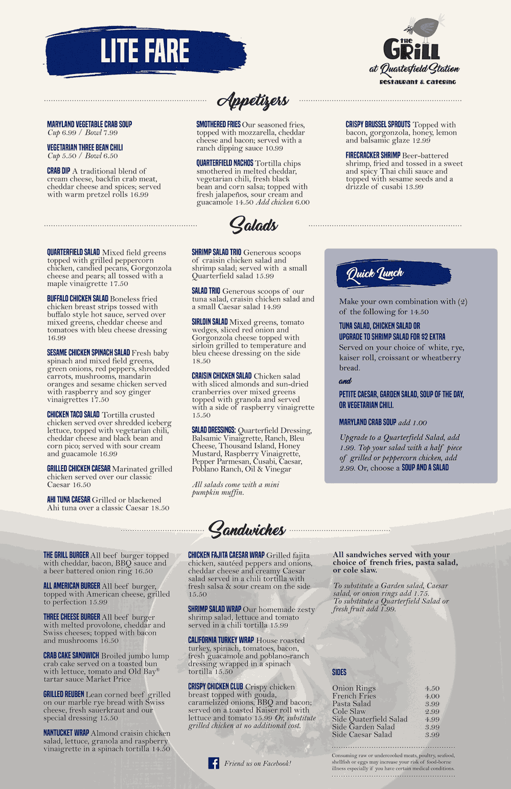 Lite Fare menu