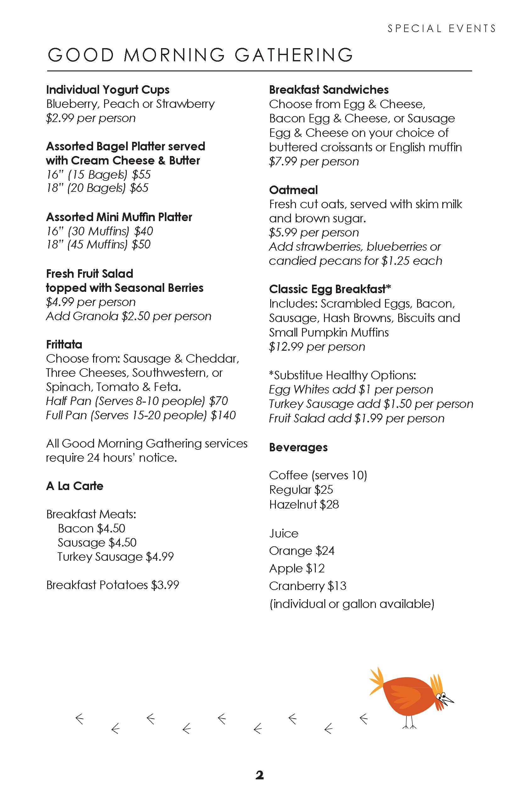 Catering Menu Page 2
