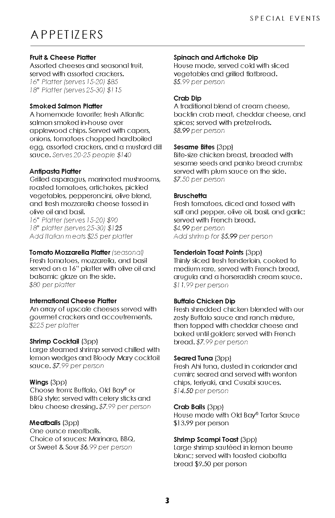 Catering Menu Page 3