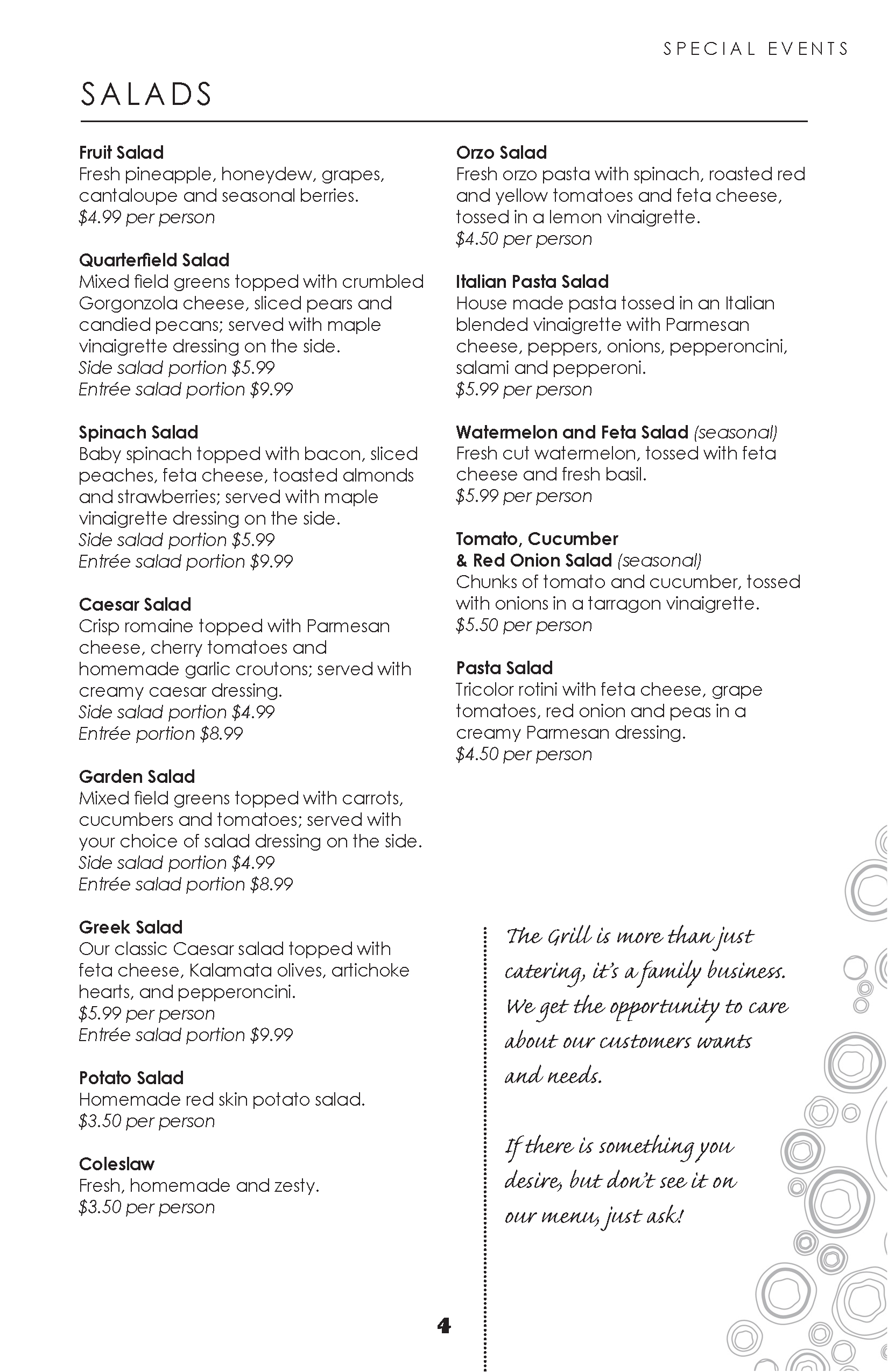 Catering Menu Page 4