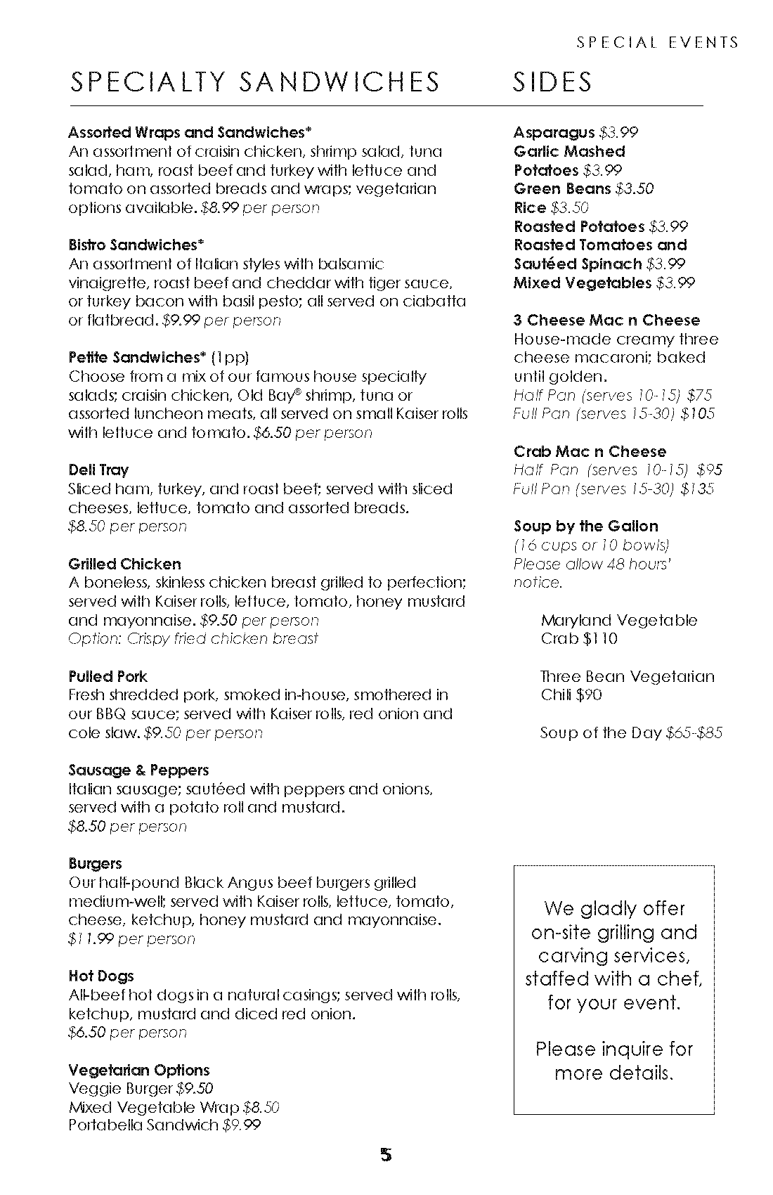 Catering Menu Page 5